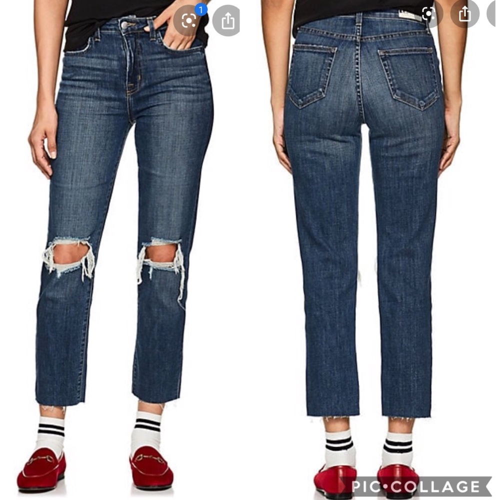 NWOT L’AGENCE Audrina High Rise Raw Hem Straight Leg Jeans